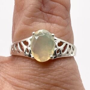Sterling Silver Opal Oval Ring